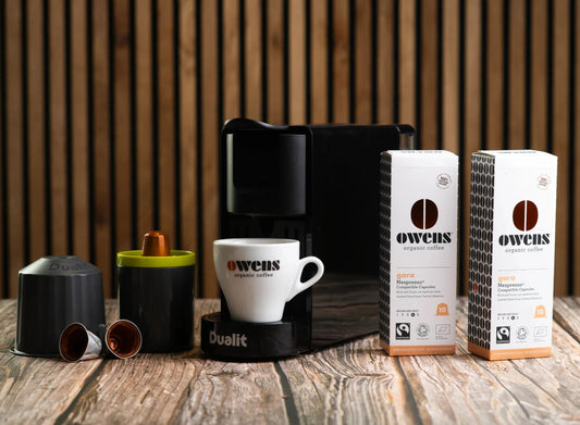 Owens Organic Coffee Pods Nespresso Compatible Capsules Dualit EcoPress Bundle Gift