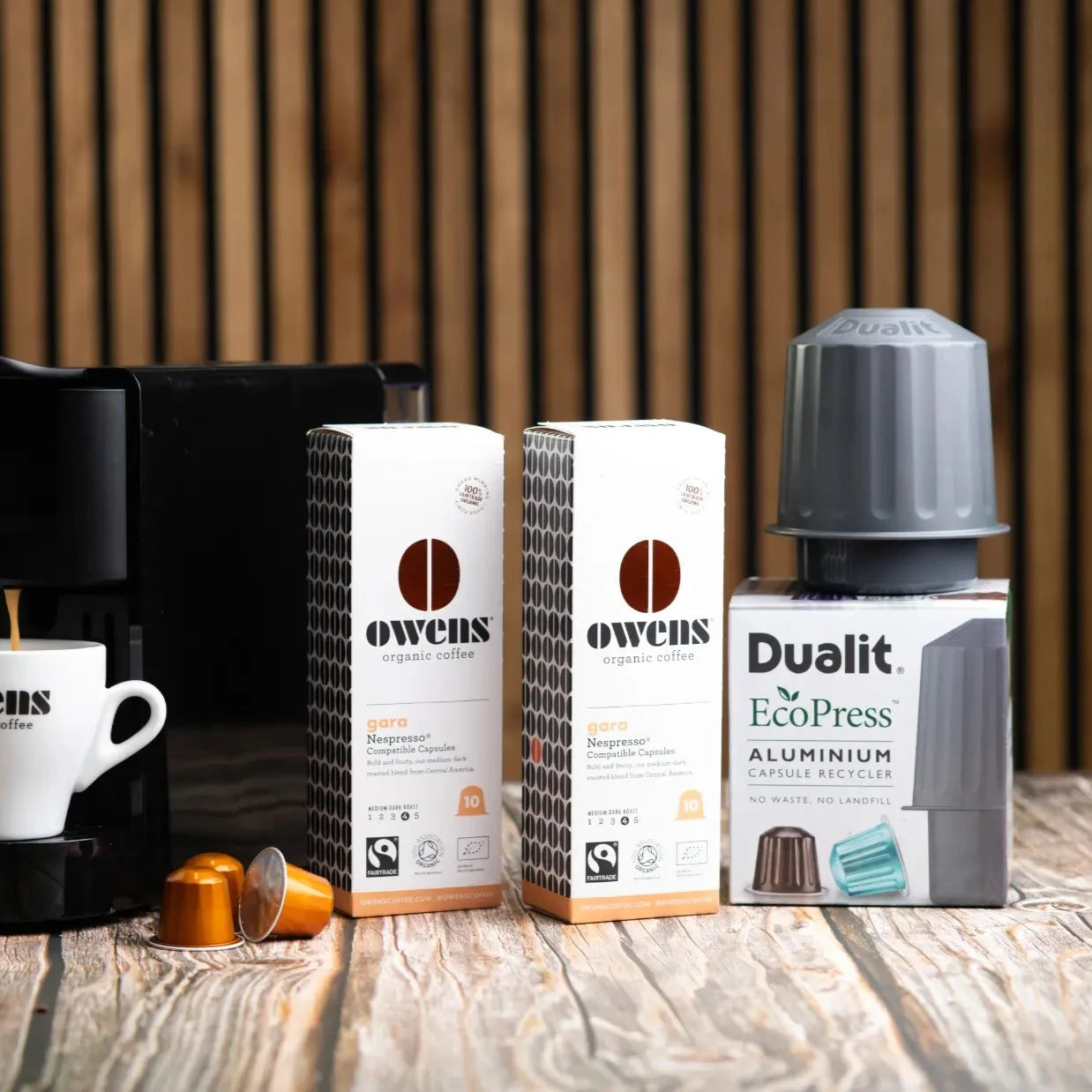 Owens Organic Coffee Pods Nespresso Compatible Capsules Dualit EcoPress Gift Bundle Fathers Day Mothers Day