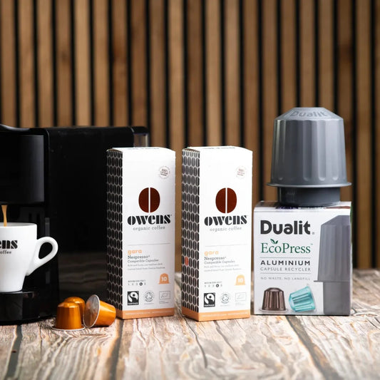 Owens Organic Coffee Pods Nespresso Compatible Capsules Dualit EcoPress Gift Bundle Fathers Day Mothers Day 