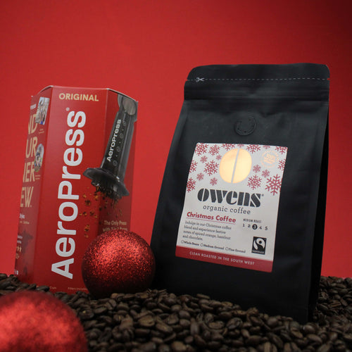 Aeropress Owens Organic Fairtrade Coffee Enamel Mug Gift Set Gift ideas Christmas Fathers Day Mothers Day 
